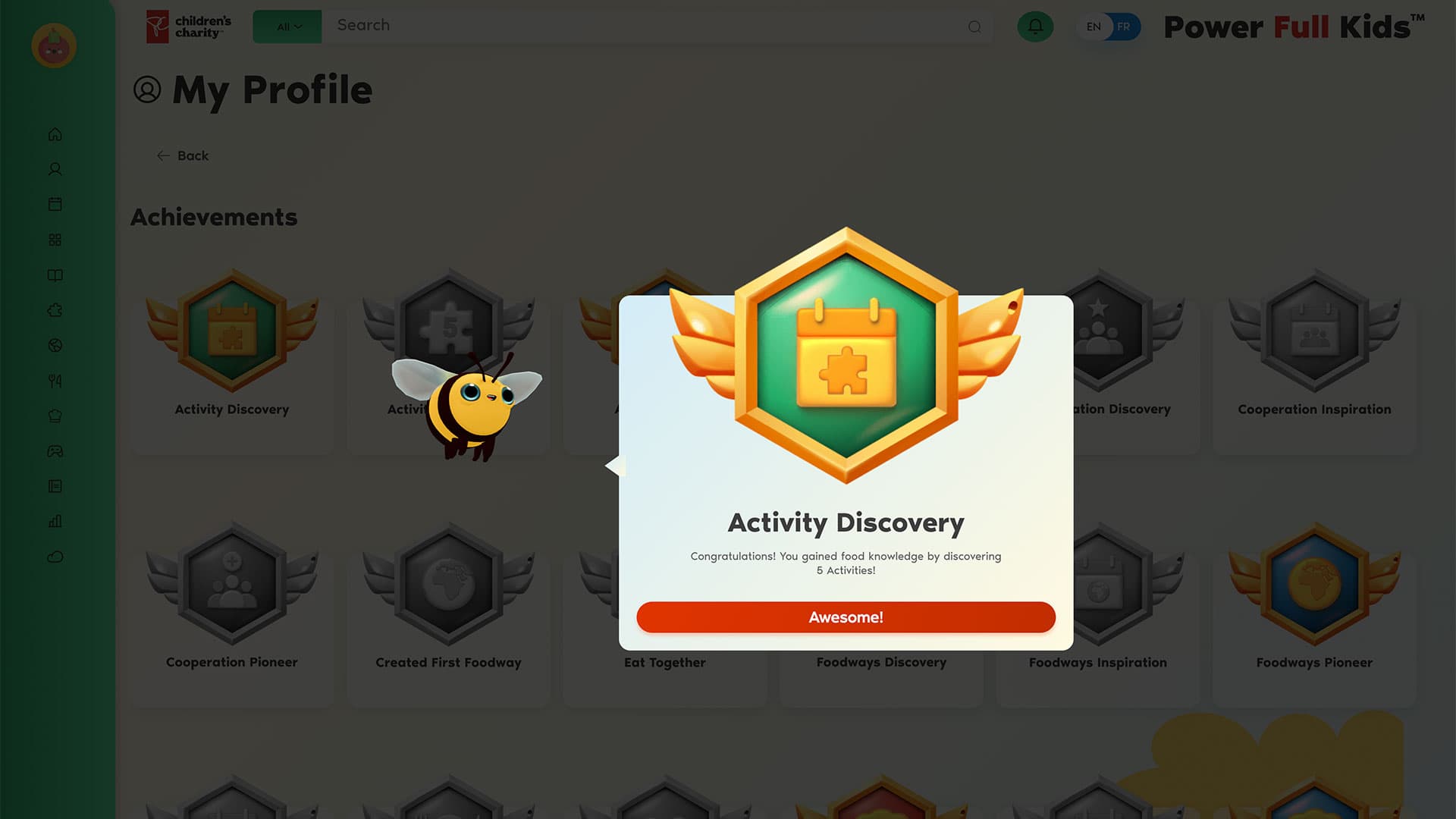 Power Full Kids achievements screen