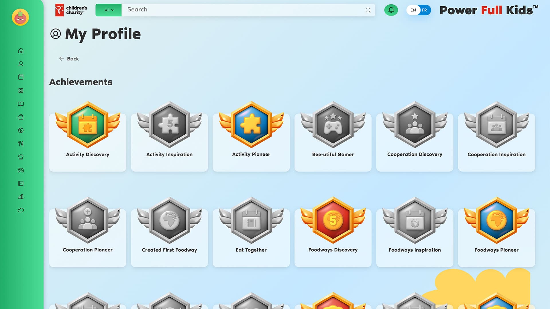Power Full Kids reward achievements badges